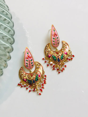 Peacock Art Tanjore Earrings